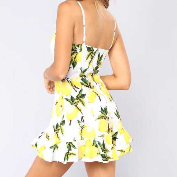 LUXXEL-WHITE LEMON SHORT DRESS WITH RUFFLES size L - Picture 3 of 9